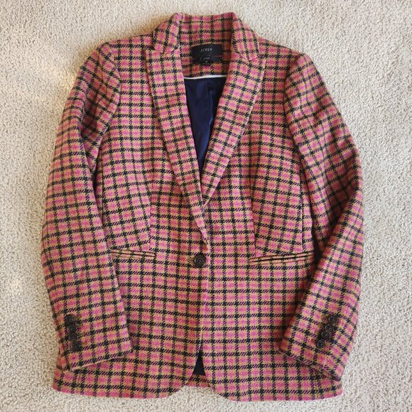 J. Crew Jackets & Blazers - NWOT J. Crew Parke Wool Blazer in Pink Houndstooth English Wool
